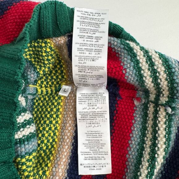 Gucci Striped V-Neck Deer Sweater Pullover Wool Alpaca Blend | Men's L - Picture 11 of 12